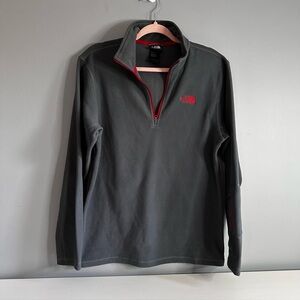 THE NORTH FACE HALF ZIP FLEECE SWEATER LONG SLEEVE GREY RED EDGE SIZE S